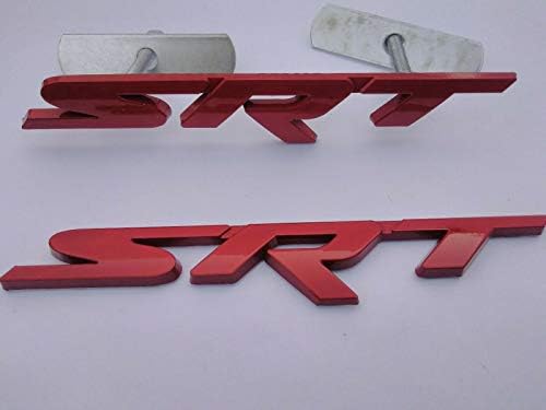 2pcs for Red SRT Grille Trunk Metal Badge Emblem