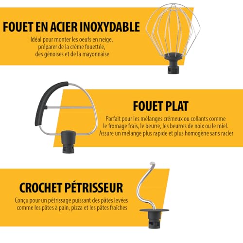 Robot Pâtissier Tristar avec Bol en Acier Inoxydable de 4,5 L, Puissance 800 W, 12 Vitesses avec Fonction Pulse, Tête Inclinable, Couvercle Anti-Éclaboussures, MX-4870
