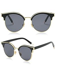 SOJOS Fashion Cateye Gafas de sol para mujer Lente de espejo plano de gran tamaño SJ1055