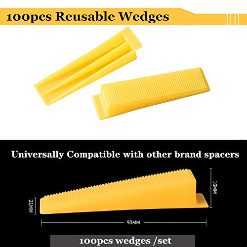 Tile Leveling System DIY Tiles Leveler Spacers 1/8 Inch - 300-Piece Leveling Spacer Clips Plus 100-Piece Reusable Wedges With Portable Box (1/8inch, 300CLIP+100WEDGE)