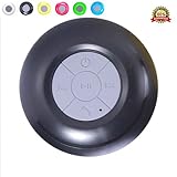Wireless Bluetooth 4.1 Shower Speaker - Waterproof Portable Wireless Premium Quality with Hands-Free Built-in Mic Rechargeable Battery Supports all Bluetooth Enabled Devices and Gadgets - Black