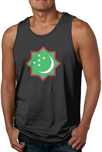 Huajsu Roundel Of Turkmenistan Men's Apparel Athletic Basic Solid Cotton Tank Top Jersey Casual Shirts Undershirt Top Black X-Large