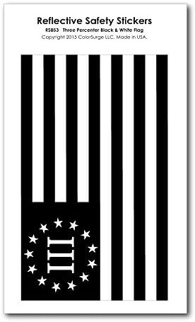 Three Percenter Black and White USA Flag Reflective Decal