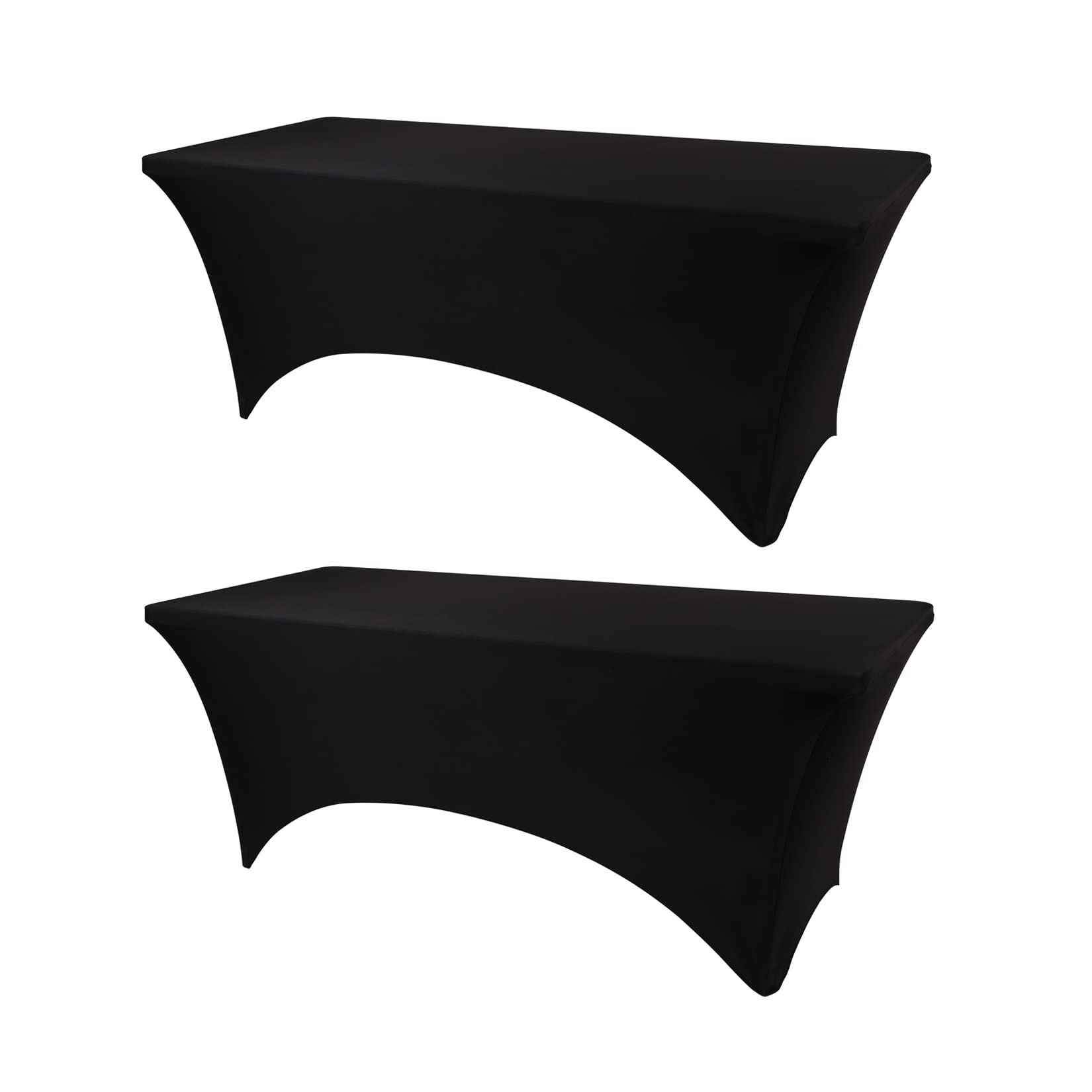 Photo 1 of BDDC Table Covers for 8 Foot Tables, 2 Pack Black Washable and Wrinkle Resistant Stretch Tablecloths Rectangle 8ft for Events, Wedding, Banquets, Parties