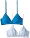 Trimfit Big Girls' Lightly Lined Wirefree Cotton Bra (Pack of 2), Diagonal Hearts/Blue, 32A