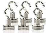 Strongman Magnets | Powerful 25LB Neodymium Heavy Duty Magnetic Hooks | Non Scratch Stickers | Indoor Outdoor Hook Magnets! Declutter Now! (6 Pack)