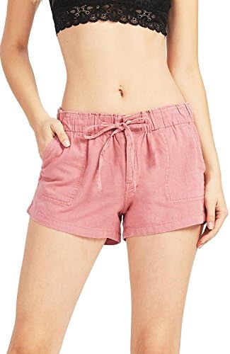 Celebrity Pink Women's Super Comfy Mid-Rise Linen Shorts (M, Mauve)