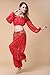 ZLTdream Belly Dance Chiffon Long Sleeves Top and Lantern Coins Pants Red