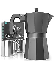 Coffee Gator Moka Pot, Stovetop Espresso Maker, Includes 2 Stainless Steel 3oz Coffee Pots, 6 Cup (12oz) Brewing Capacity
