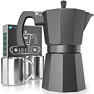 Coffee Gator Moka Pot, Stovetop Espresso Maker, Includes 2 Stainless Steel 3oz Coffee Pots, 6 Cup (12oz) Brewi