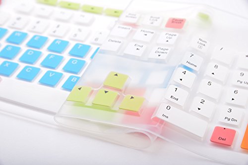Leze - Ultra Thin Silicone Laptop Keyboard Cover Skin Protector for Logitech MK200 MK270 MK260 K200 K260 K270 Keyboard - Semi White & Blue