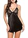 ALLoveble Women Lace Babydoll Teddy Underwear Black (L, Black)