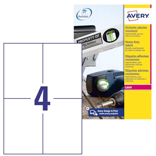 Avery Zweckform Protection & Security Labels 105 x 148 mm Weatherproof Film 20 Blatt White