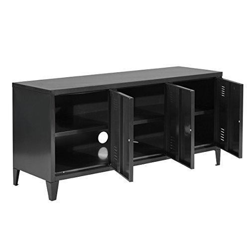 HouseinBox Office File Storage Metal Cabinet 3 Door Cupboard Locker Organizer Console Stand 3-in-1,Black