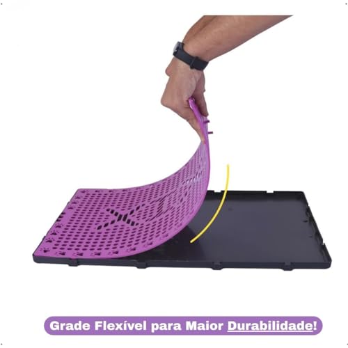 Sanitário Pet Modular Tapete Higiênico 55x37cm Xixi | TáNaTela | Banheiro Higiênico Para Cães Pequenos e Médios | Base Para Tapete Jornal Absorvente | Grade Elevada Antipatas Molhadas (Azul)
