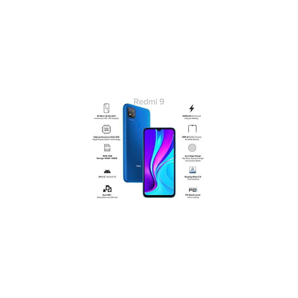 Redmi 9 Sky Blue 4gb Ram 64gb Storage 5000 Mah 2 3ghz Mediatek Helio G35 Octa Core Processor Godigistore
