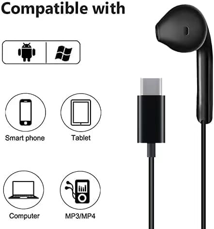 2 Pack USB C Headphones,Type C Headphones Wired In Ear Earbuds With Mic & Volume Control for iPhone 17/16/15,iPad,Samsung Galaxy S25/S24/S23/S22/S21,Pixel 7/6,Huawei Google