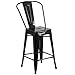 Belleze 24'' inch Indoor-Outdoor Counter Height Stool with Back, Set of (4) Black