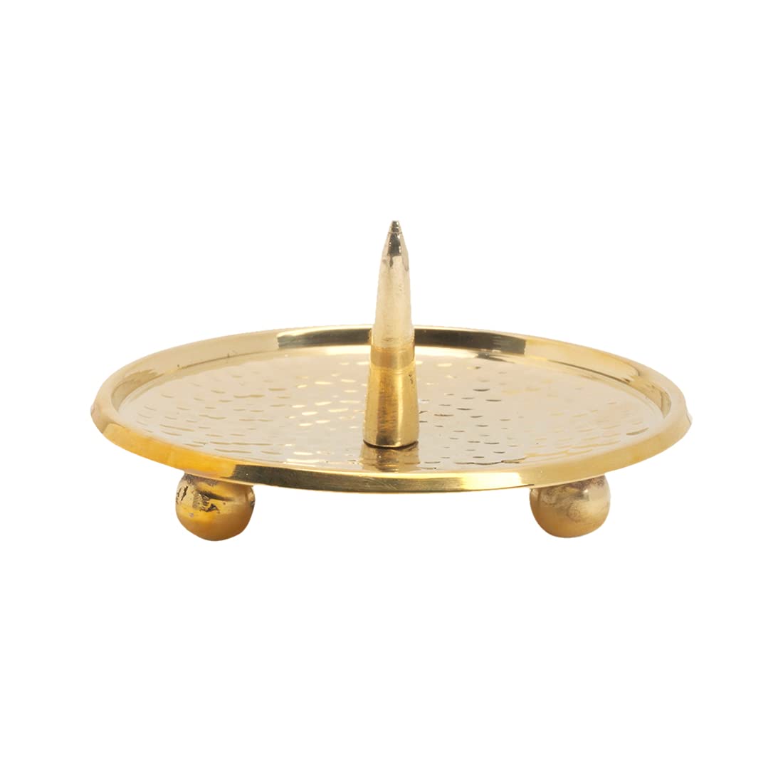 NKlaus Candle plate Ø8cm with spike rim & feet brass gold candle holder pillar candle 10553
