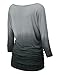 Lock and Love WT989 Womens 3/4 Sleeve Ombre Dolman Top XXXL BLACK