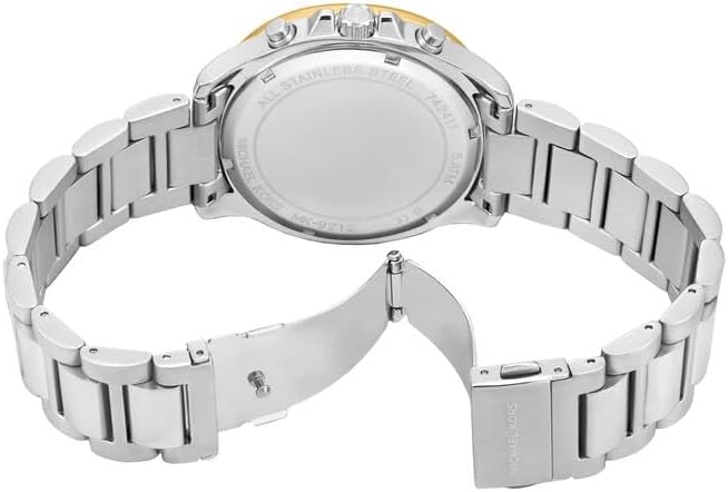 Relógio Sage para homens, movimento cronógrafo de quartzo de 44 mm com bracelete em aço inoxidável, 44 mm, tom prateado e preto