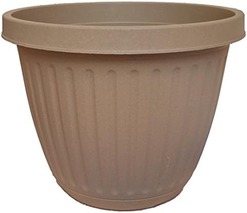 3 Decorative Fancy Plastic Planter 6.5 Inch Round Pot Great For Home Or Patio Garden Color Sandstone