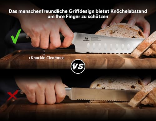 Piklohas 10-Zoll Nachschärfbares Brotmesser Wellenschliff aus Deutscher HC-Edelstahl Brötchenmesser, Extra Scharfe Bäckermesser für Brot, Frühstück mit dem Geschenkbox Bread Knife thumbnail 3