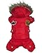 Pineocus Small Dog Apparel Airman Fleece Winter Coat Snowsuit Hooded Jumpsuit Waterproof Coat(for Dog Like Poodle, Pinscher, Shih tzu,Chihuahua, Size Runs Small One to Two Size Than US Size) Red XL
