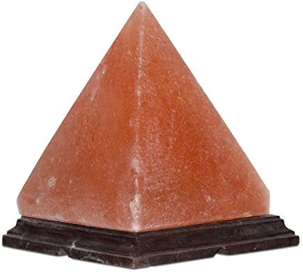 Himalayan Pyramid Salt Lamp Natural Rock Air Purifying with Neem Wood 6ft UL-Listed Cord Dimmer with Control Bulb 25 Watt (7 - 8 Inch)