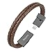 Auzev Charging Bracelets Cable Data Charger Cord Fashion Double Braided Leather Wrist Line (Brown M（7.2