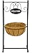 Sorbus Welcome Planter Basket Stand with Coco Liner, Stylish Flower, Plant, and Outdoor Décor for Home, Garden, Patio, Deck, Black Metal
