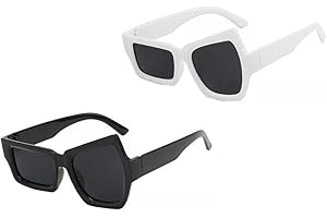 Tachiuwa 2Pcs Novelty Party Sunglasses, Retro Style Fashion Unisex Protection Asymmetric Eyewear Funny Glasses for Men Gir