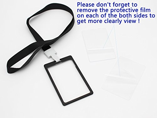 Tueascallk Aluminium Alloy Badge Holder with Removable Badge Clips and Neck Lanyard, Black, 4 Sets