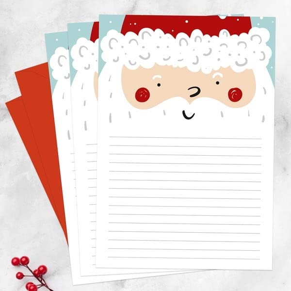 Christmas Thank You Letter Notes - Pack of 20. Thank You Kids, Christmas Notes, Premium Quality, Children, Writing Notelet Set, Gift List. Envelopes Included. Made in The UK. (3017)