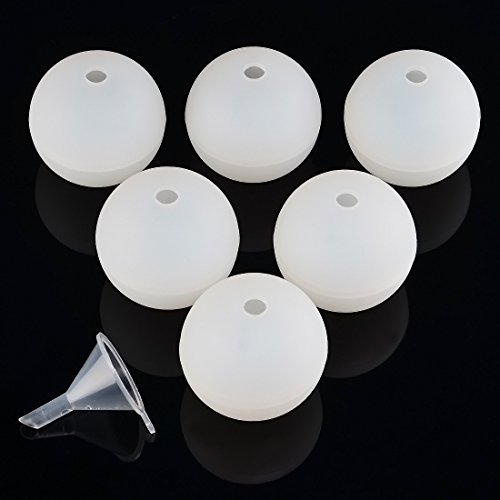 Katoot@ 6Pcs Silicone Sphere Ice Ball Mold Tray DIY Chocolate Jelly Candy Mould With A Small Funnel Bar Party Supplies - White