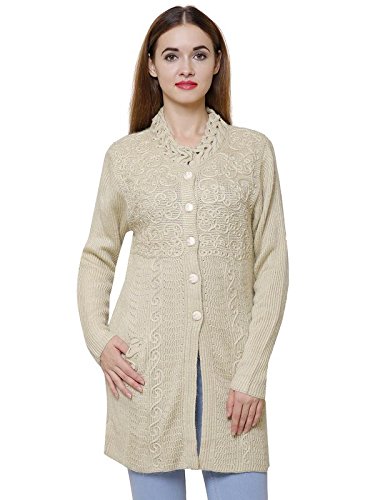 matelco embroidered woollen cardigans with pockets for women black