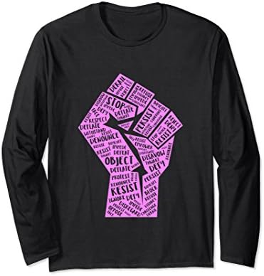 Unisex Women's Rights Feminist Protest Fist Long Sleeve T-Shirt Large Black