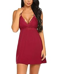 BEAUSOM Camisón de encaje modal para mujer con cuello en V