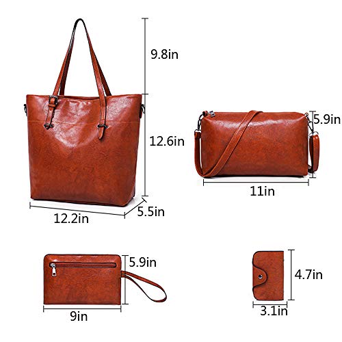 Womens Large Purses and Handbags Sets Leather Tote Shoulder Bags 4pcs (Y-Blue)