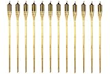Bamboo Tiki Torches - 12 Pack - Metal Oil Canister - Reinforced With Metal Ring - 5 ft High, 20oz. Capacity - Sharp Speared Bottom By Kaya Collection