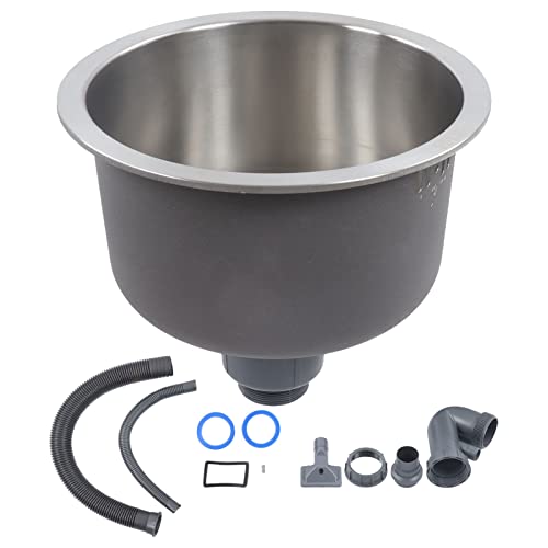Mini Round Stainless Steel Sink with Drain Connector for Small Kitchens Diameter 30 cm