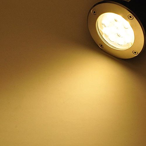 LEDwholesalers Low Voltage In-Ground LED Well Light with Brushed Stainless Steel Trim 12V AC/DC, 14W, 3733WW