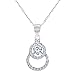 Mia Sarine Cubic Zirconia Double Circle Necklace for Women in Rhodium Plated 925 Sterling Silver
