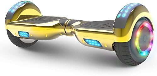 Hoverboard Flash Wheel Two-Wheel Self Balancing Electric Scooter with Wireless Speaker 6.5" UL 2272 Certified (Chrome Gold)