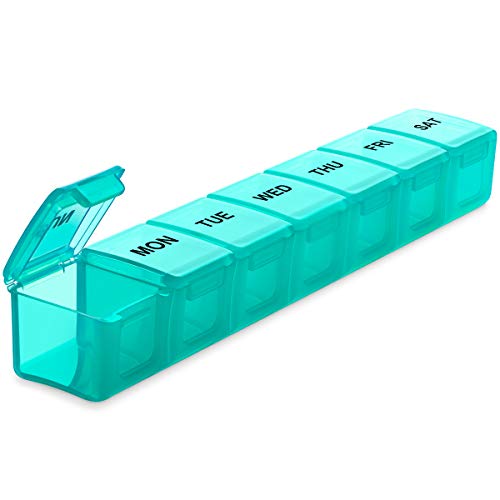 BUG HULL Extra Large Pill Organizer for Travel, Weekly XL Pill Box, 7 Day XXL Pill Case, Oversize Daily Medicine Organizer for Vitamins, Fish Oils, Supplements