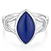 925 Sterling Silver Blue Lapis Lazuli Gemstone Marquise Shape Band Ring Jewelry Size 7 - Nickel Free