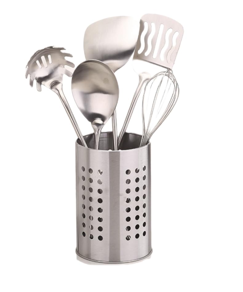 Kitchen Utensil Holder Stainless Steel Round Hole Cooking Tools Holder for Kitchen Home and Office