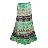 Mogul Interior Womens Green Skirt Tie Dye Crochet lace Maxi Long Skirts S/M