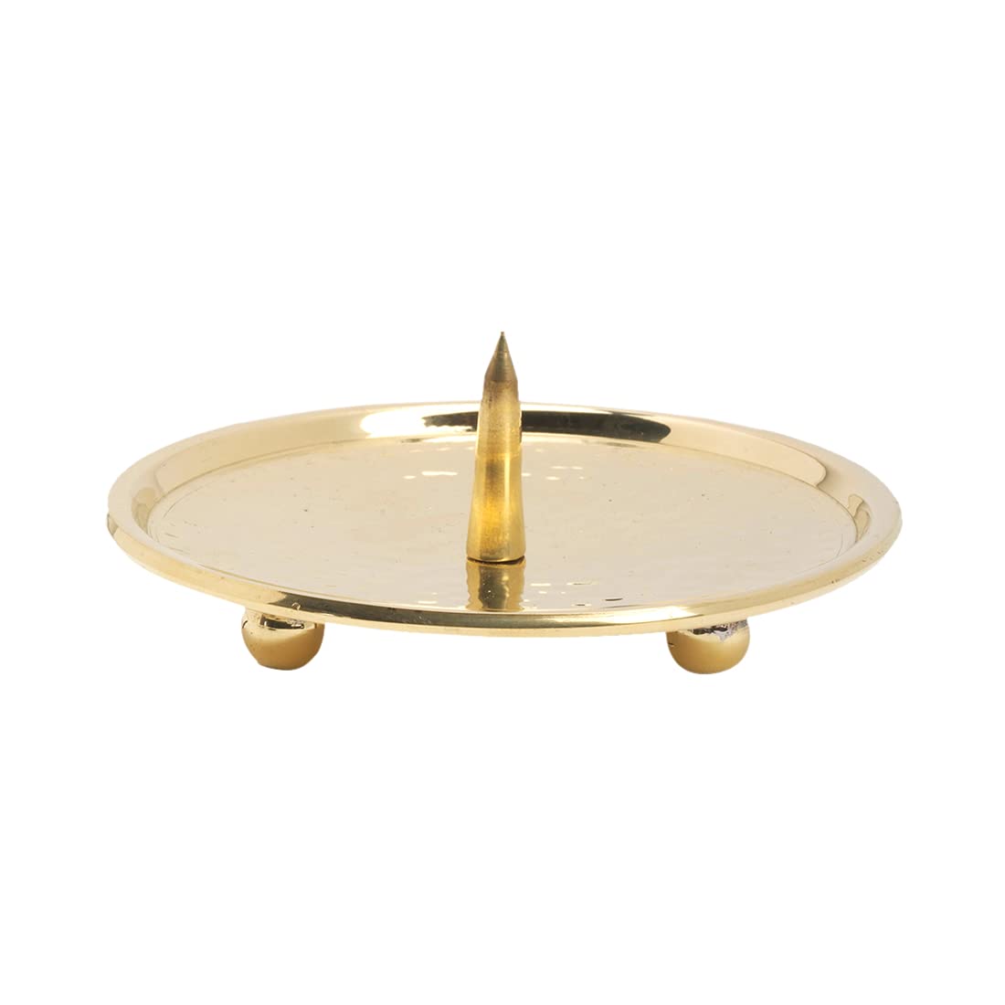 NKlaus Candle Plate Ø10cm with Spike Rim & Feet Brass Gold Candle Holder Pillar Candle 10555