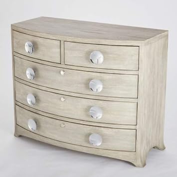 Amazon Com Elegant Wood Gray 5 Drawer Bow Front Chest Silver
